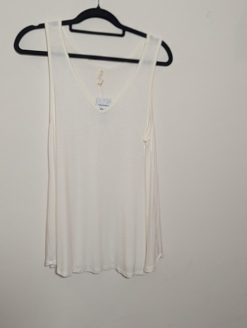 MTS Bamboo Viscose Flowy V-Neck Tank Top Cream Women’s Medium Made in USA NWT
